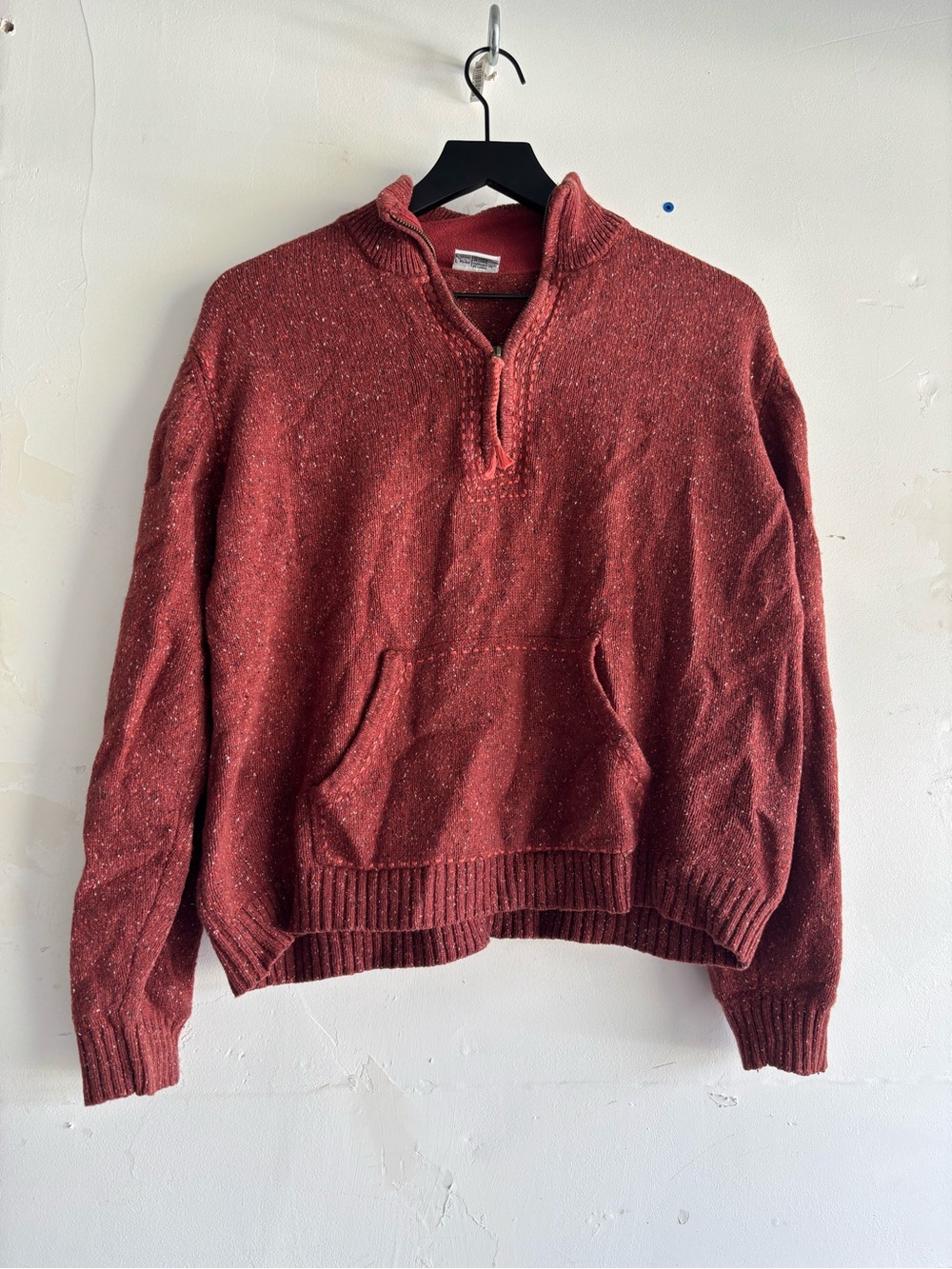 Columbia Red Speckled Half-Zip Pullover Sweater